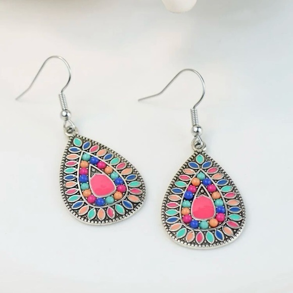 Bohemian Hippie Festival Water Drop Dangle Earrings - Picture 3 of 4